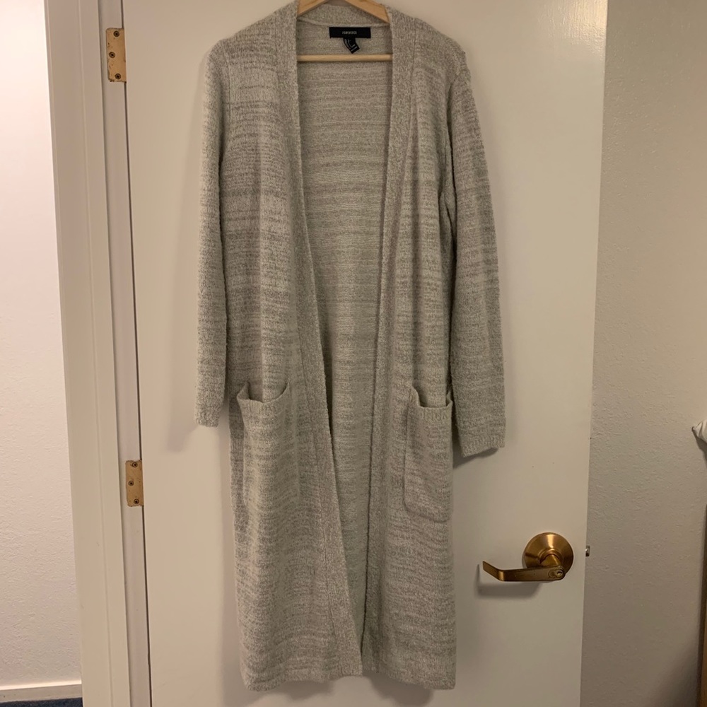 Long Gray Cardigan Size L